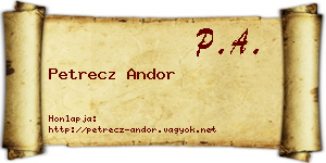 Petrecz Andor névjegykártya