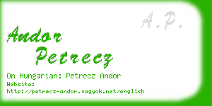 andor petrecz business card